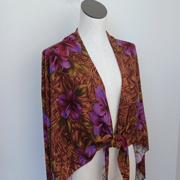 Hilo Hattie Wrap Cover Up Hawaiian Tropical Print Tie Front Womens One Size - Picture 6 of 14